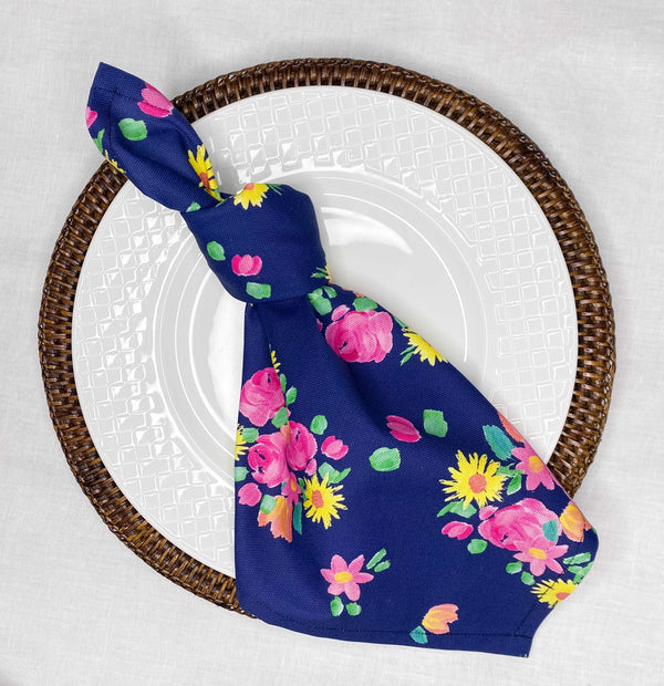 Navy Floral Napkins - Set of 4