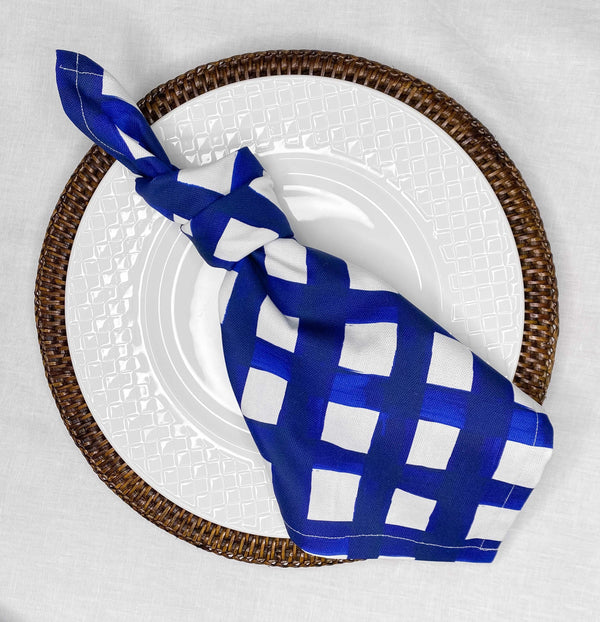 Navy Check Napkins - Set of 4