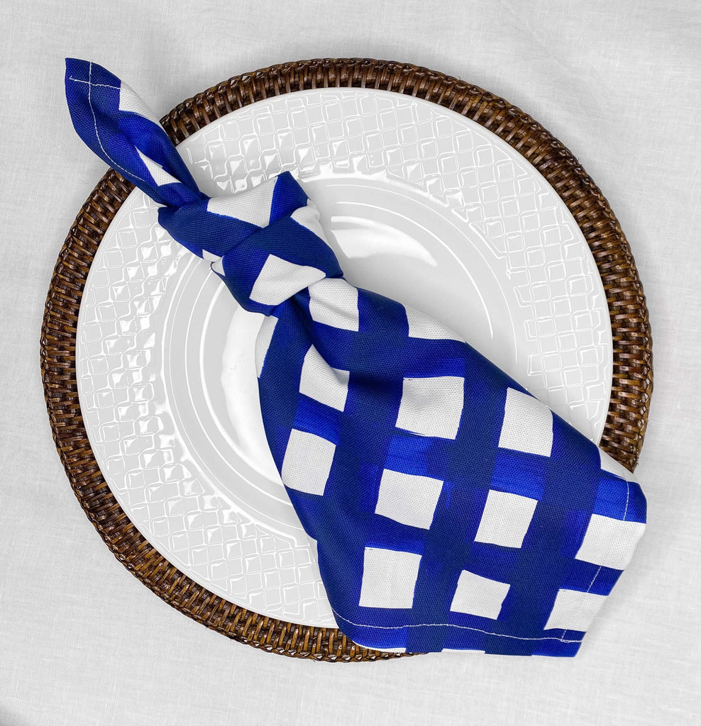 Navy Check Napkins - Set of 4