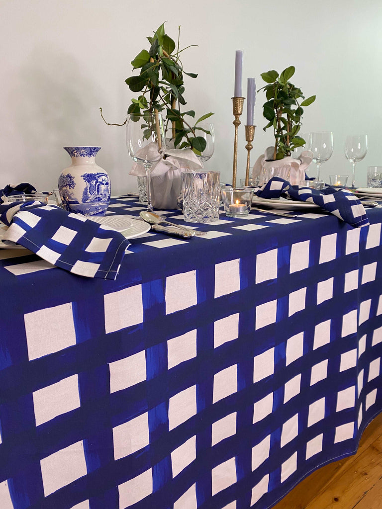 Navy Check Tablecloth