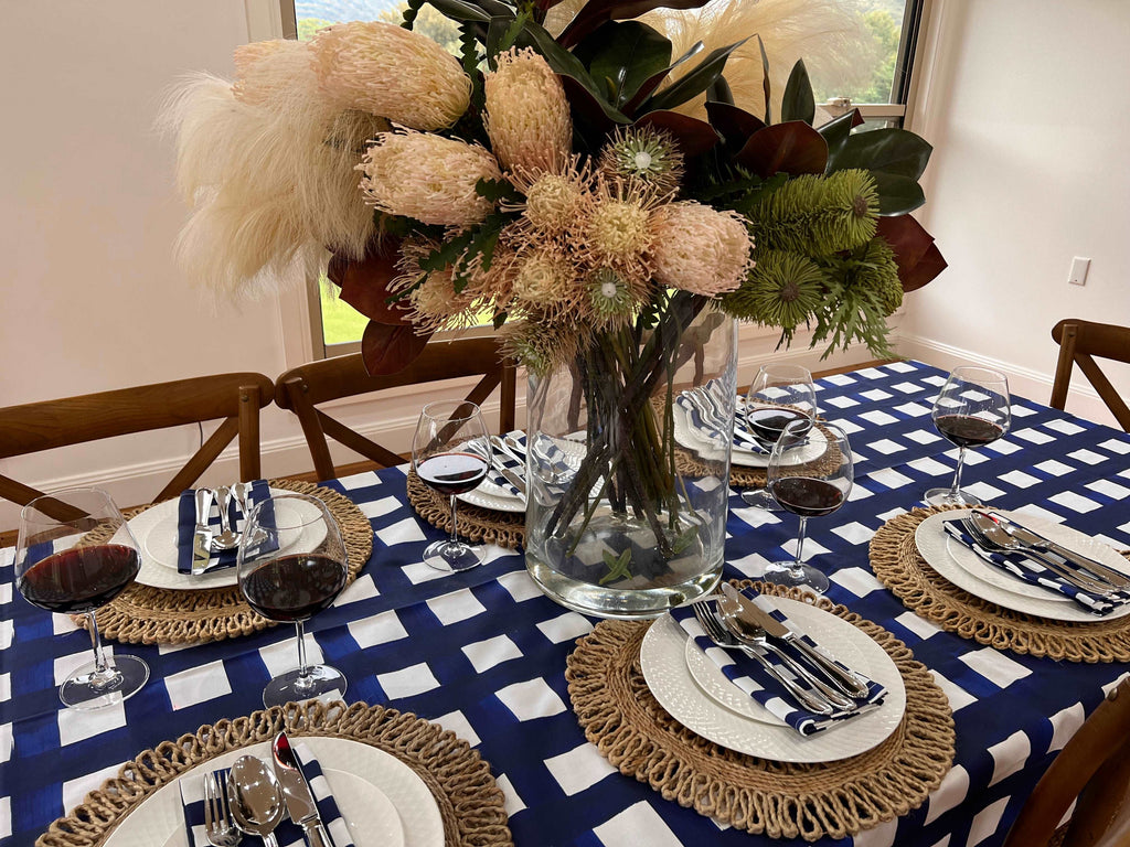 Navy Check Tablecloth