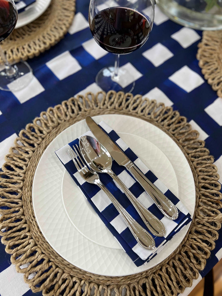 Navy Check Napkins - Set of 4