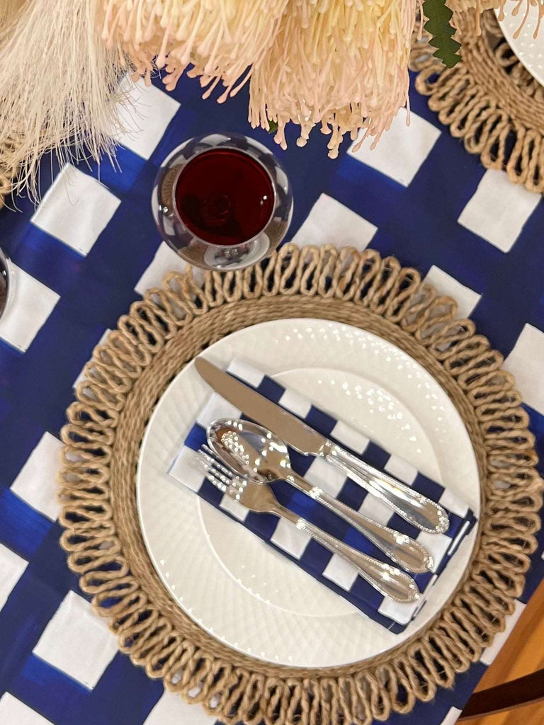 Navy Check Napkins - Set of 4