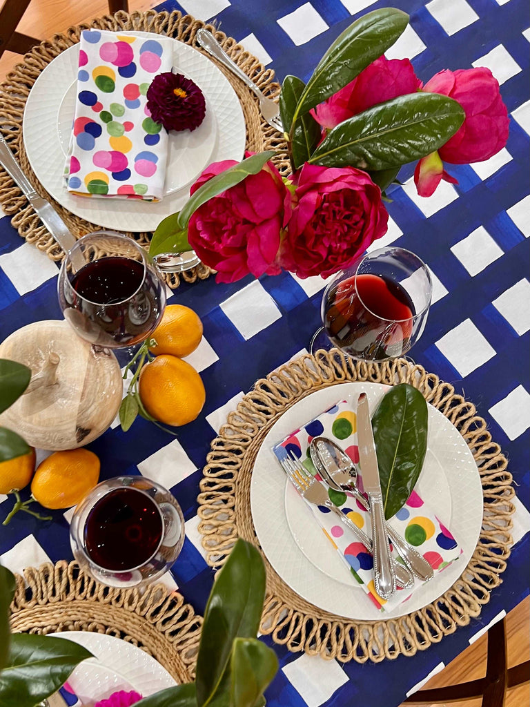 Navy Check Tablecloth