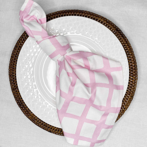 Light Pink Check Napkins - Set of 4