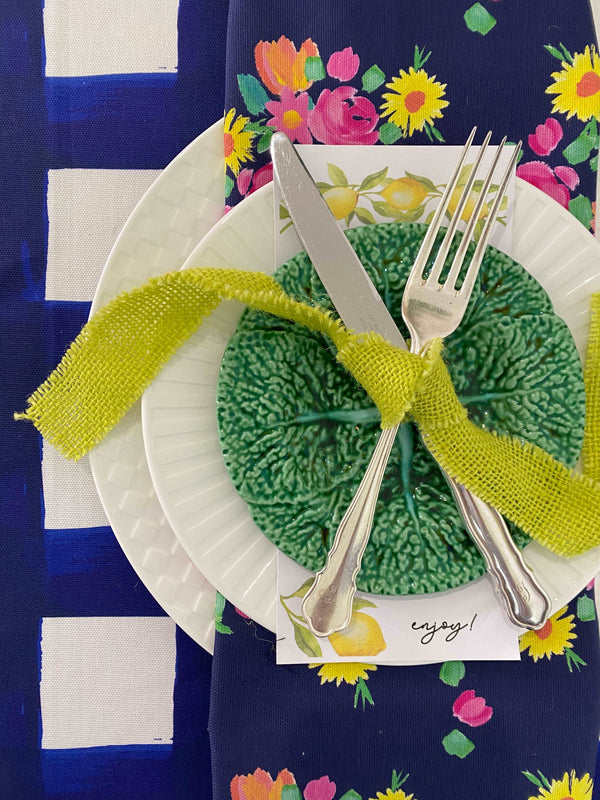 Navy Floral Napkins - Set of 4