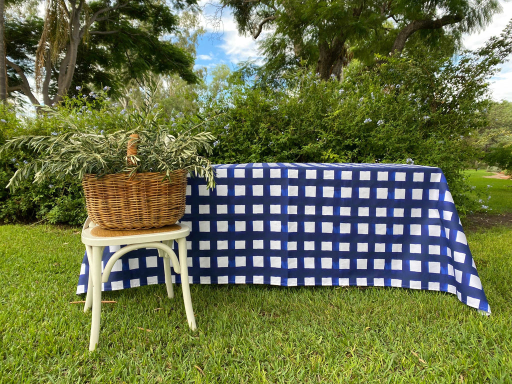 Navy Check Tablecloth