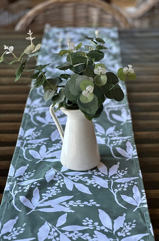 Bec Fing Designs Sage Green Table Runner on table